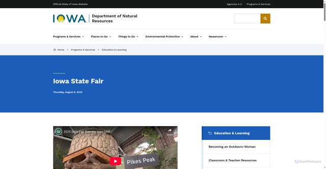 Security scan screenshot of https://www.iowadnr.gov/programs-services/education-learning/iowa-state-fair