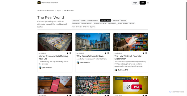 Security scan screenshot of https://thefinancialrevolution.co/t/The-Real-World