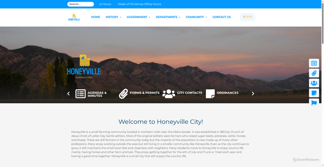 Security scan screenshot of https://honeyvillecity.gov/
