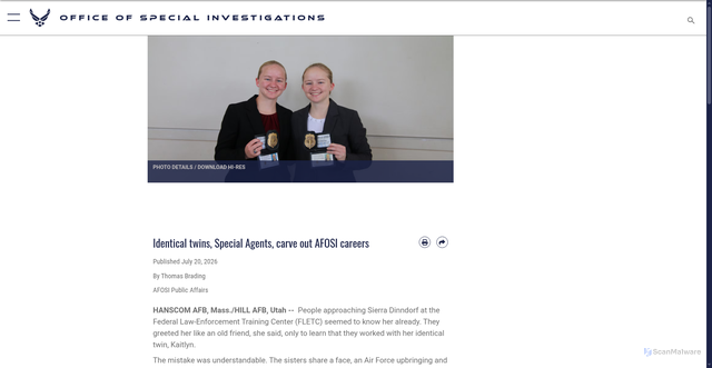 Security scan screenshot of https://www.osi.af.mil/News/Features/Display/Article/4549992/identical-twins-special-agents-carve-out-afosi-careers/