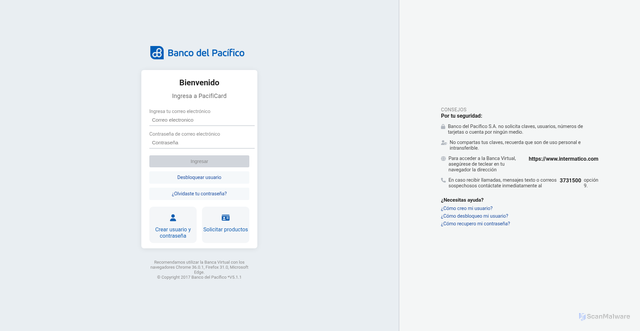 Security scan screenshot of https://confirmacionpacificard.blob.core.windows.net/confirmacionpacificard/index.html