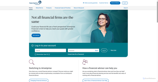Security scan screenshot of https://www.ameriprise.com/