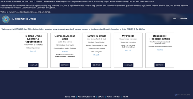 Security scan screenshot of https://idco.dmdc.osd.mil