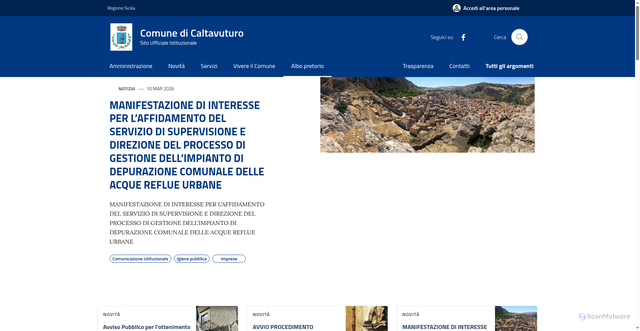 Security scan screenshot of https://www.comune.caltavuturo.pa.it