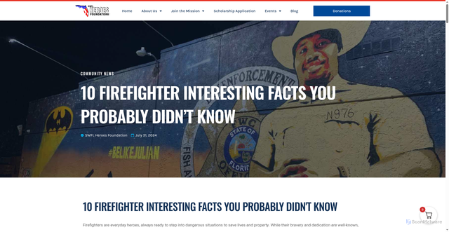 Security scan screenshot of https://swflheroesfoundation.org/firefighter-interesting-facts/
