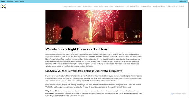 Security scan screenshot of https://www.adventuretourshi.com/l/waikiki-fireworks-boat-tour