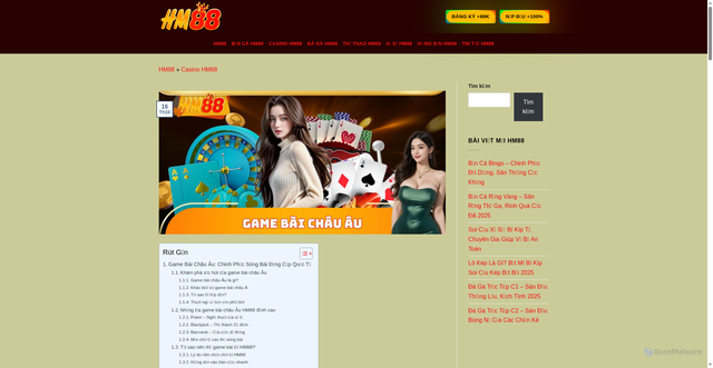 Security scan screenshot of https://hm88game.online/game-bai-chau-au/