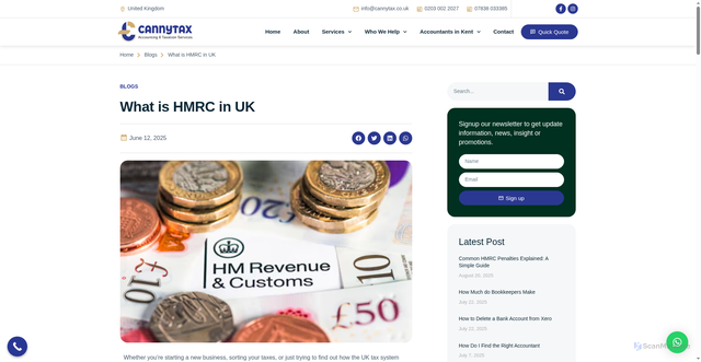 Security scan screenshot of https://www.cannytax.co.uk/what-is-hmrc-in-uk/