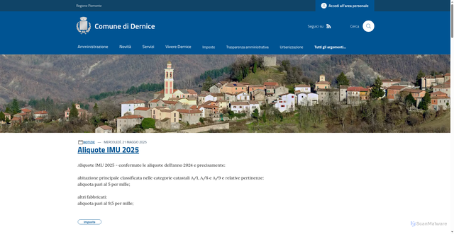Security scan screenshot of https://www.comune.dernice.al.it/