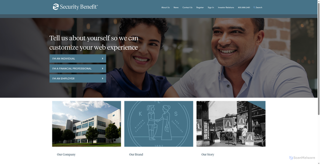 Security scan screenshot of https://www.securitybenefit.com