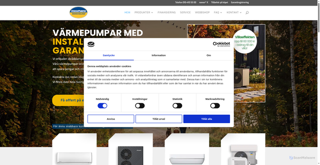 Security scan screenshot of https://sverigepumpsexperterna.se