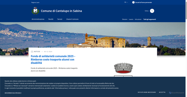Security scan screenshot of https://www.comune.cantalupoinsabina.ri.it/