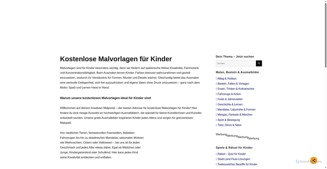 Security scan screenshot of https://malvorlagen-seite.de