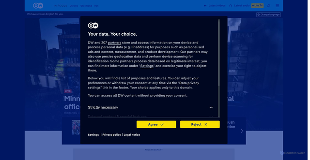 Security scan screenshot of https://www.dw.com