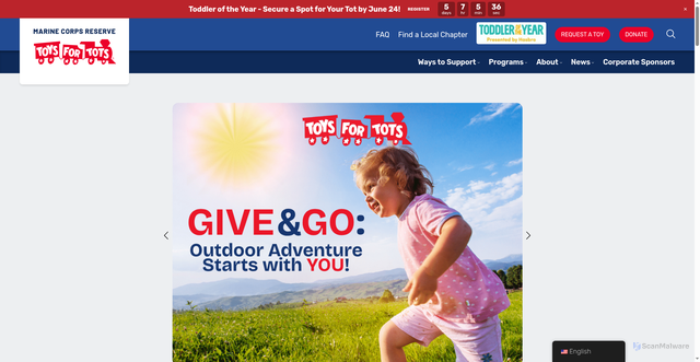 Security scan screenshot of https://toysfortots.org