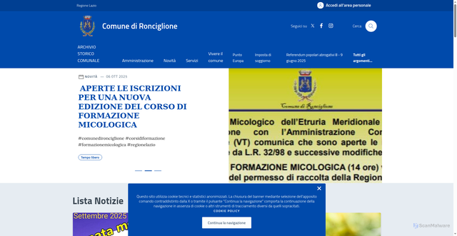Security scan screenshot of https://www.comune.ronciglione.vt.it/