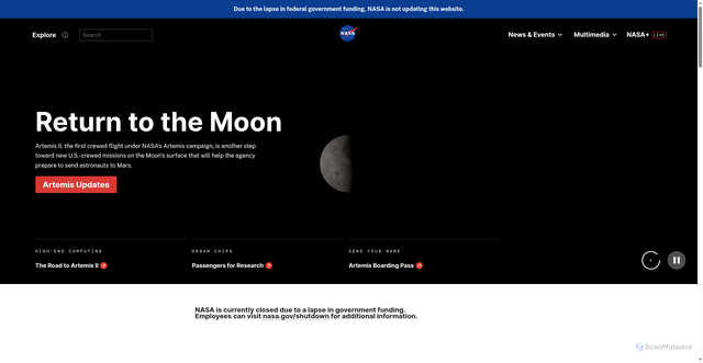 Security scan screenshot of https://www.nasa.gov/