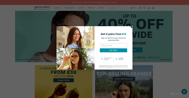Security scan screenshot of https://www.glassesdirect.co.uk