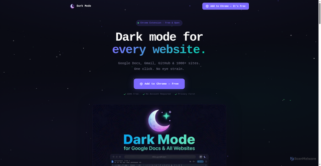 Security scan screenshot of https://darkmodeapp.com/