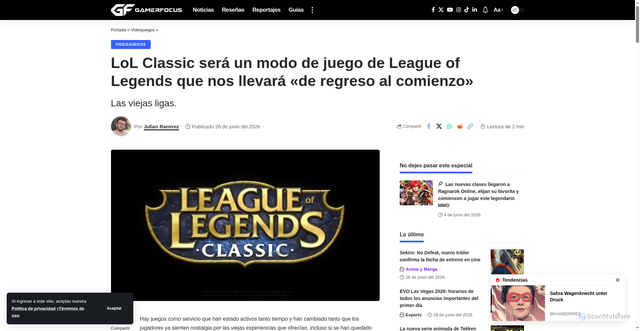 Security scan screenshot of https://www.gamerfocus.co/juegos/lol-classic-modo-de-juego-league-of-legends-original/