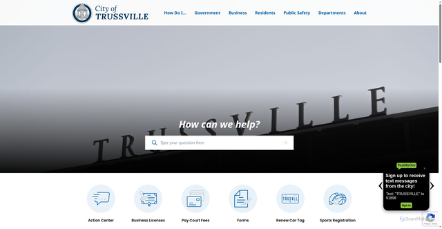 Security scan screenshot of https://trussville.org/