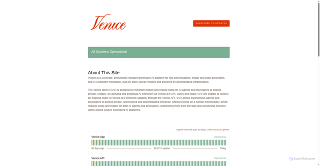 Security scan screenshot of https://veniceai-status.com