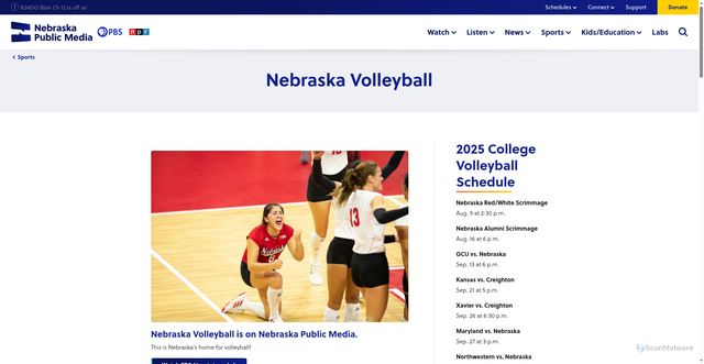 Security scan screenshot of https://nebraskapublicmedia.org/sports/nebraska-volleyball/