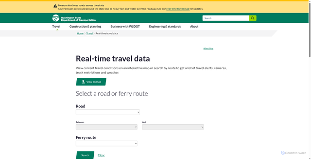 Security scan screenshot of https://wsdot.com/travel/real-time/