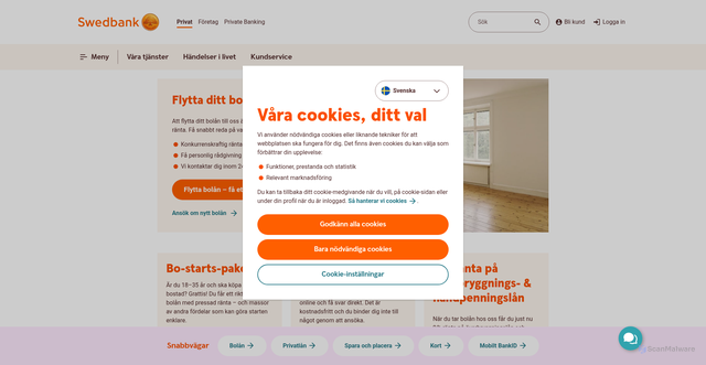 Security scan screenshot of https://swedbank.se