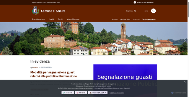 Security scan screenshot of https://www.comune.sciolze.to.it/it-it/home