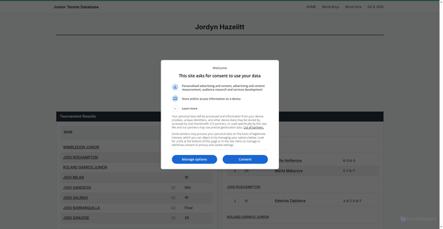 Security scan screenshot of https://tennisdbjp.com/junior-en/player/2781.html