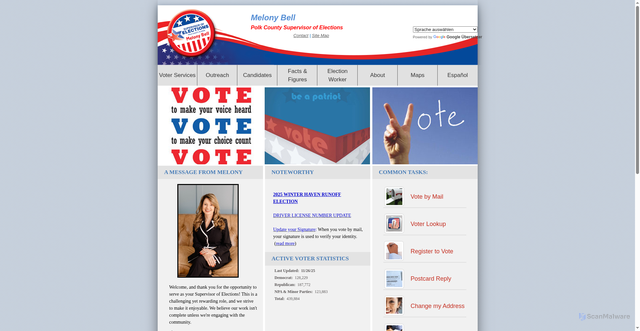 Security scan screenshot of https://www.polkelections.gov/