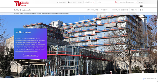 Security scan screenshot of https://www3.math.tu-berlin.de