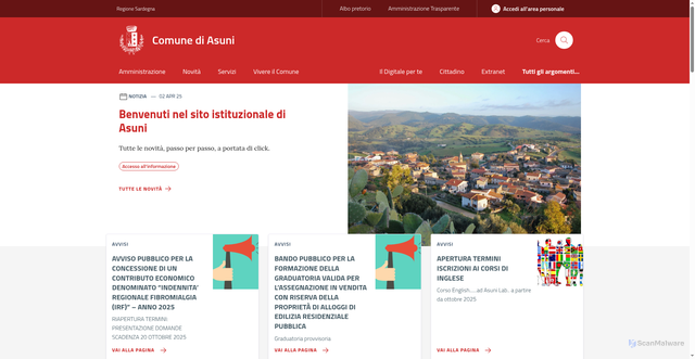 Security scan screenshot of https://www.comune.asuni.or.it/