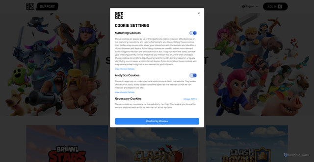 Security scan screenshot of https://help.supercellsupport.com