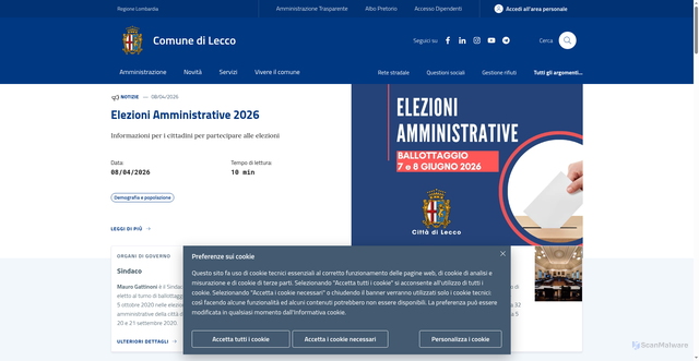Security scan screenshot of https://www.comune.lecco.it