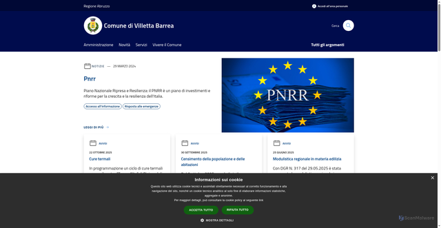 Security scan screenshot of https://comune.villettabarrea.aq.it/it