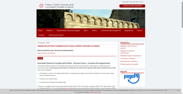 Security scan screenshot of https://www.odcec.isernia.it/