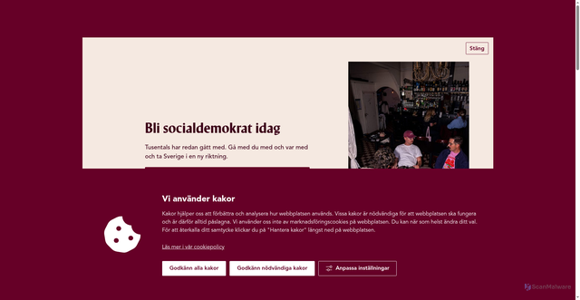 Security scan screenshot of https://socialdemokraterna.se
