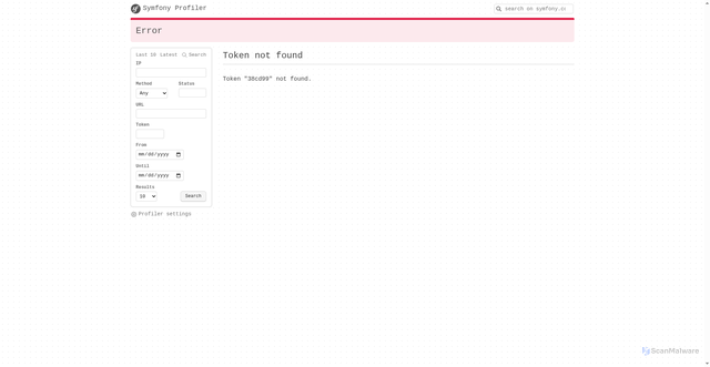 Security scan screenshot of http://btgfootballbookings.com/_profiler/38cd99?panel=request