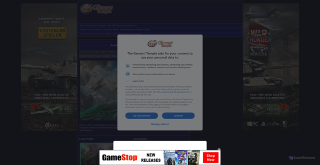 Security scan screenshot of https://www.gamerstemple.com/games/avatar-frontiers-of-pandora