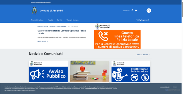 Security scan screenshot of https://www.comune.assemini.ca.it