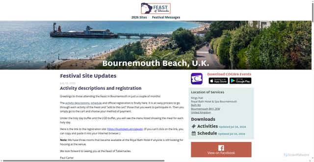 Security scan screenshot of https://feast.cogwa.org/sites/bournemouth-beach-uk/