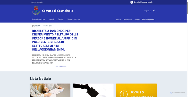 Security scan screenshot of https://comune.scampitella.av.it/