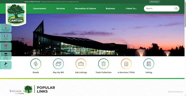 Security scan screenshot of https://cantonmi.gov/