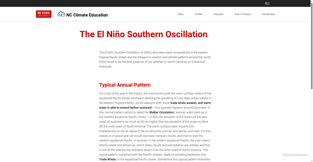Security scan screenshot of https://climate.ncsu.edu/learn/the-el-nino-southern-oscillation/