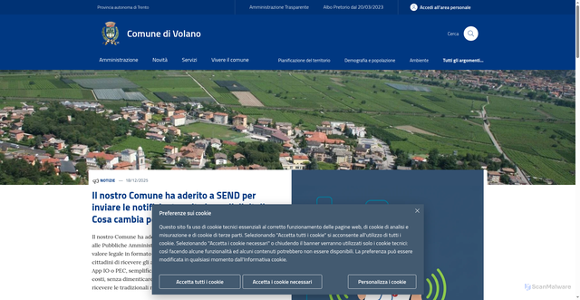 Security scan screenshot of https://www.comune.volano.tn.it