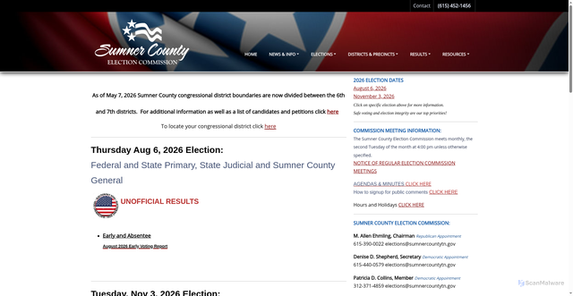 Security scan screenshot of https://www.votesumnertn.org/