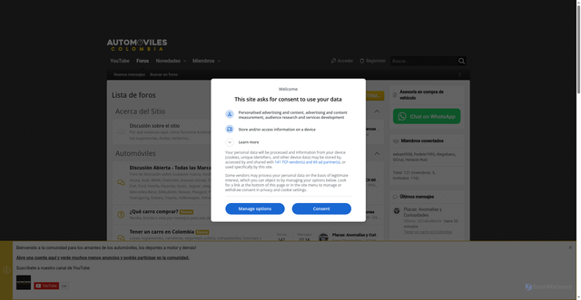 Security scan screenshot of https://automovilescolombia.com