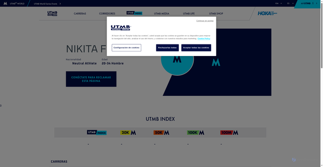 Security scan screenshot of https://utmb.world/es/runner/3090219.nikita.filippov